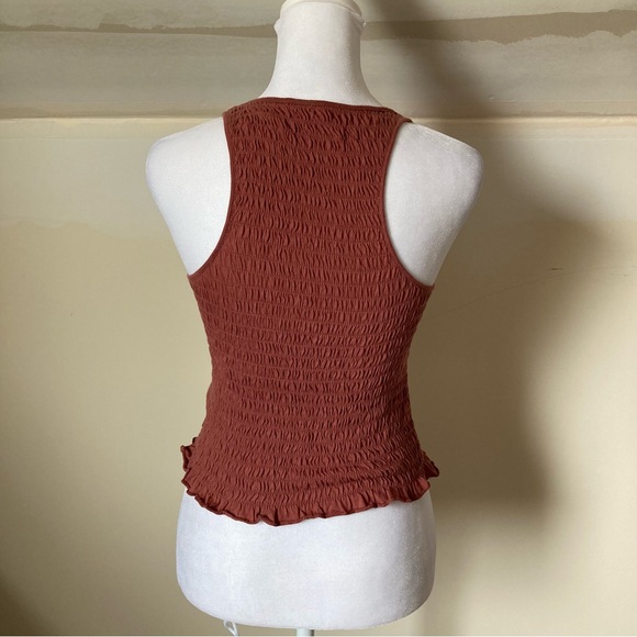 American Eagle Rust Scrunchie Ruffle Crop Top size Small - Picture 2 of 4